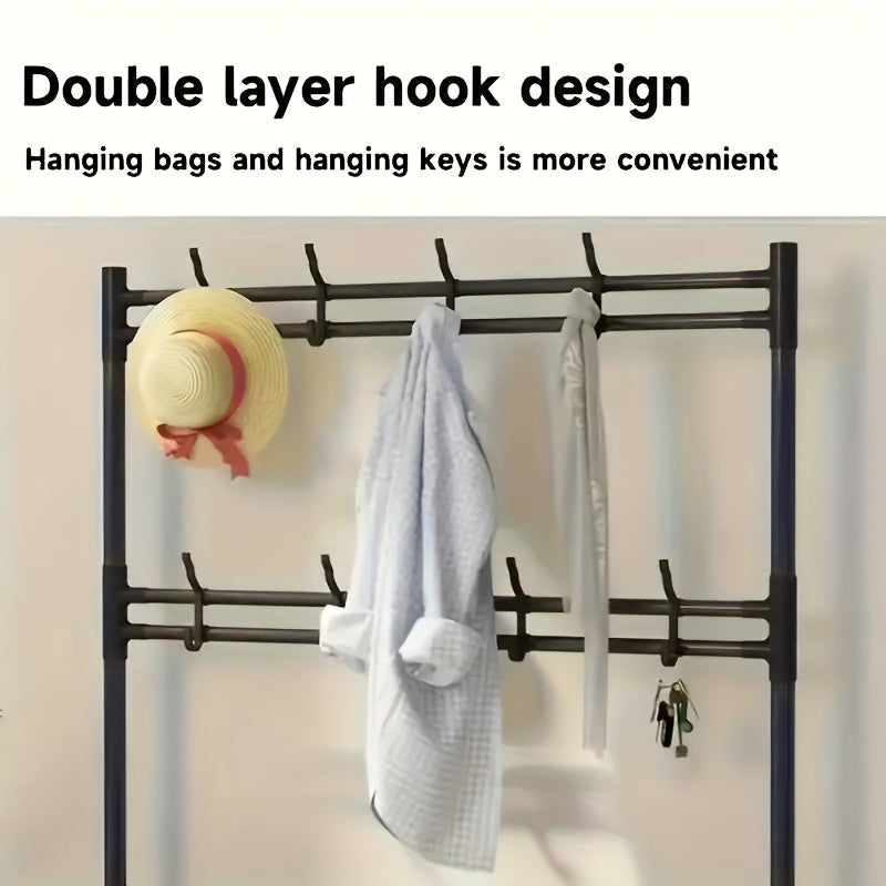 5-Tier Shoe Rack with Coat Hooks
