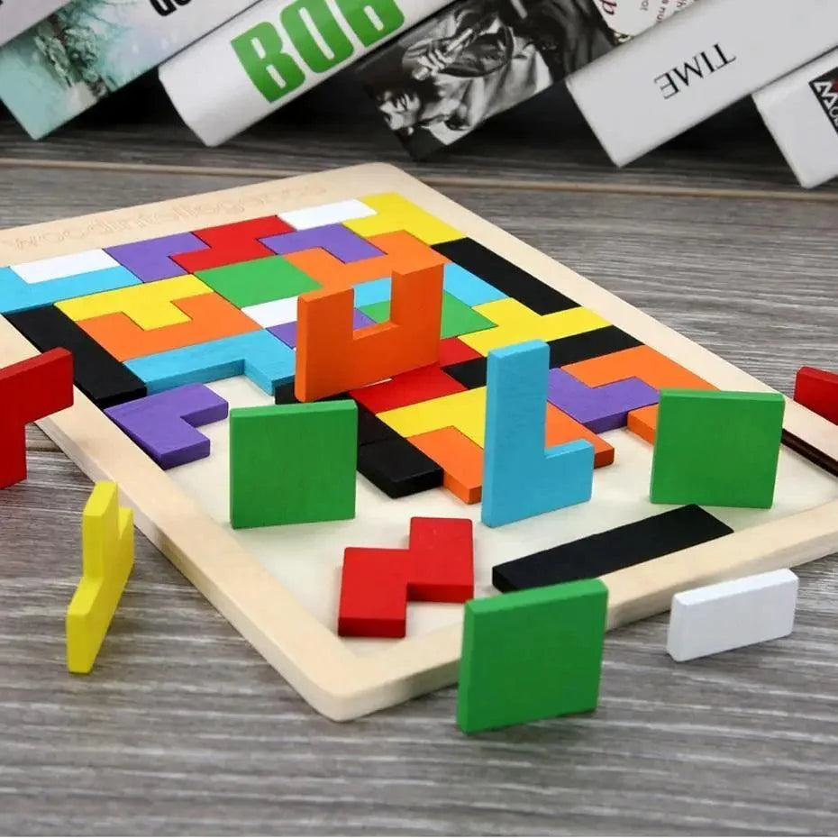 Wooden Tangram Puzzle — 40 Pieces
