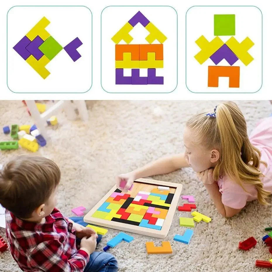 Wooden Tangram Puzzle — 40 Pieces