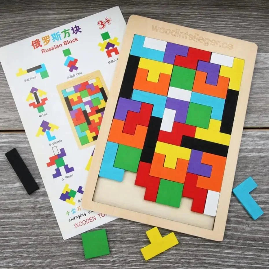Wooden Tangram Puzzle — 40 Pieces