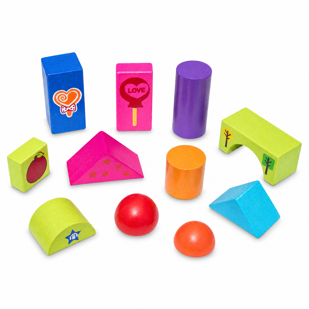 Colorful Wooden Building Blocks — 90 Pieces